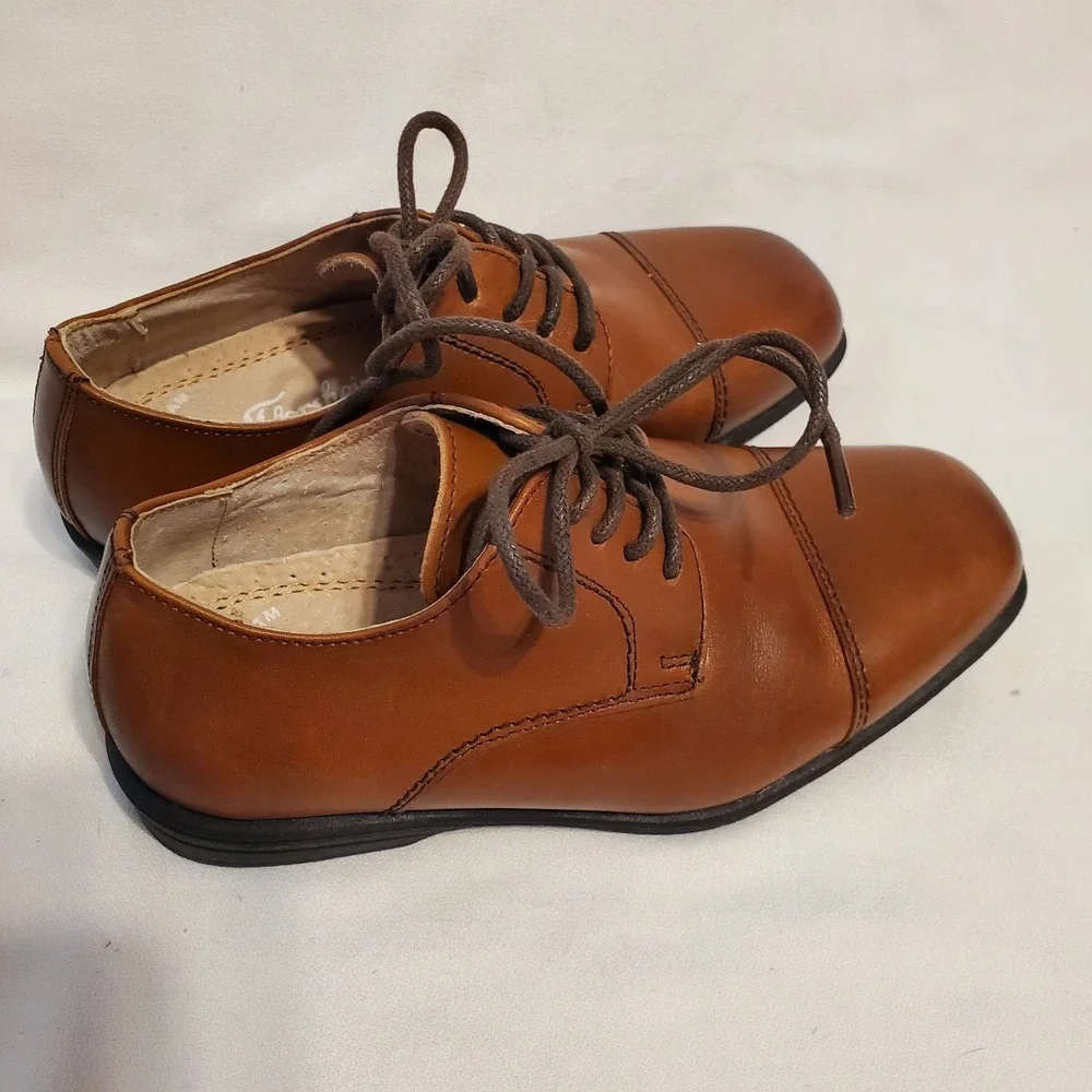 Florsheim Kids Cap Toe Oxfords Boys Cognac Leather Size 12m